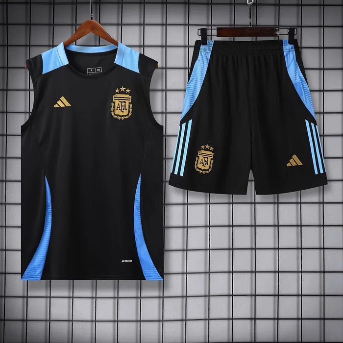 2024 Argentina Pre-match Training Black Jersey + Shorts