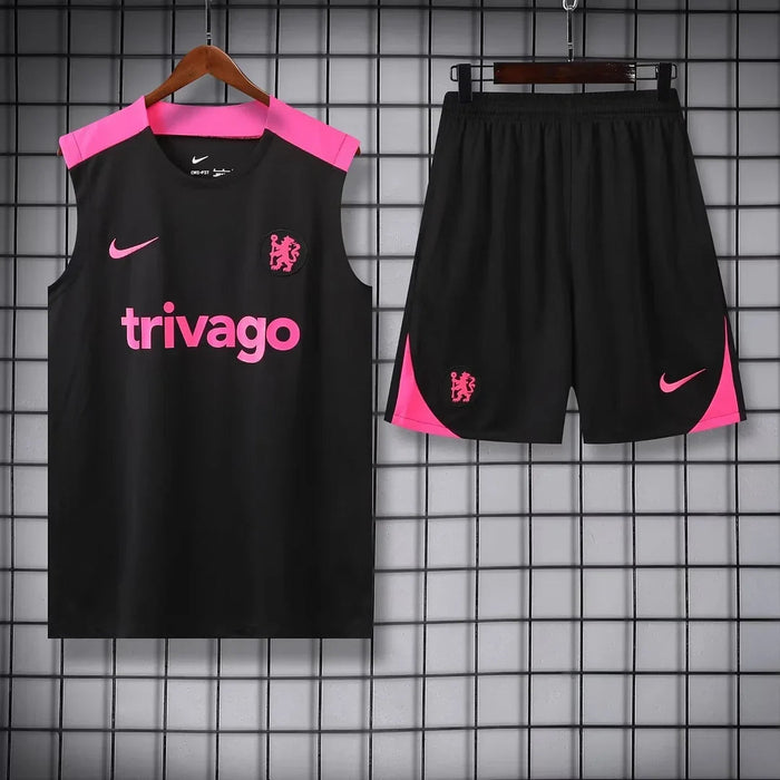 2024/2025 Chelsea Pre-match Training Black Jersey + Shorts