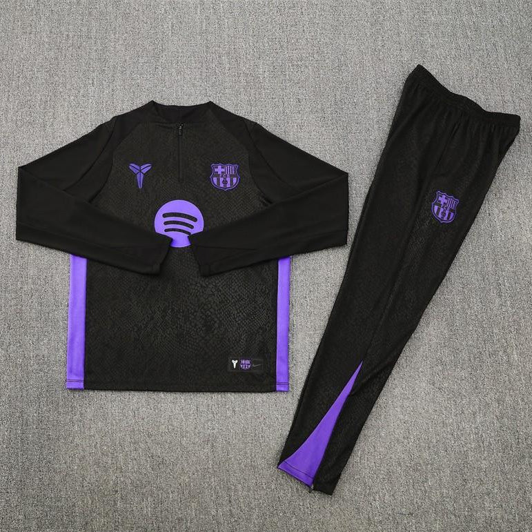 2025/2026 Barcelona Black Purple Half-Pull Tracksuit
