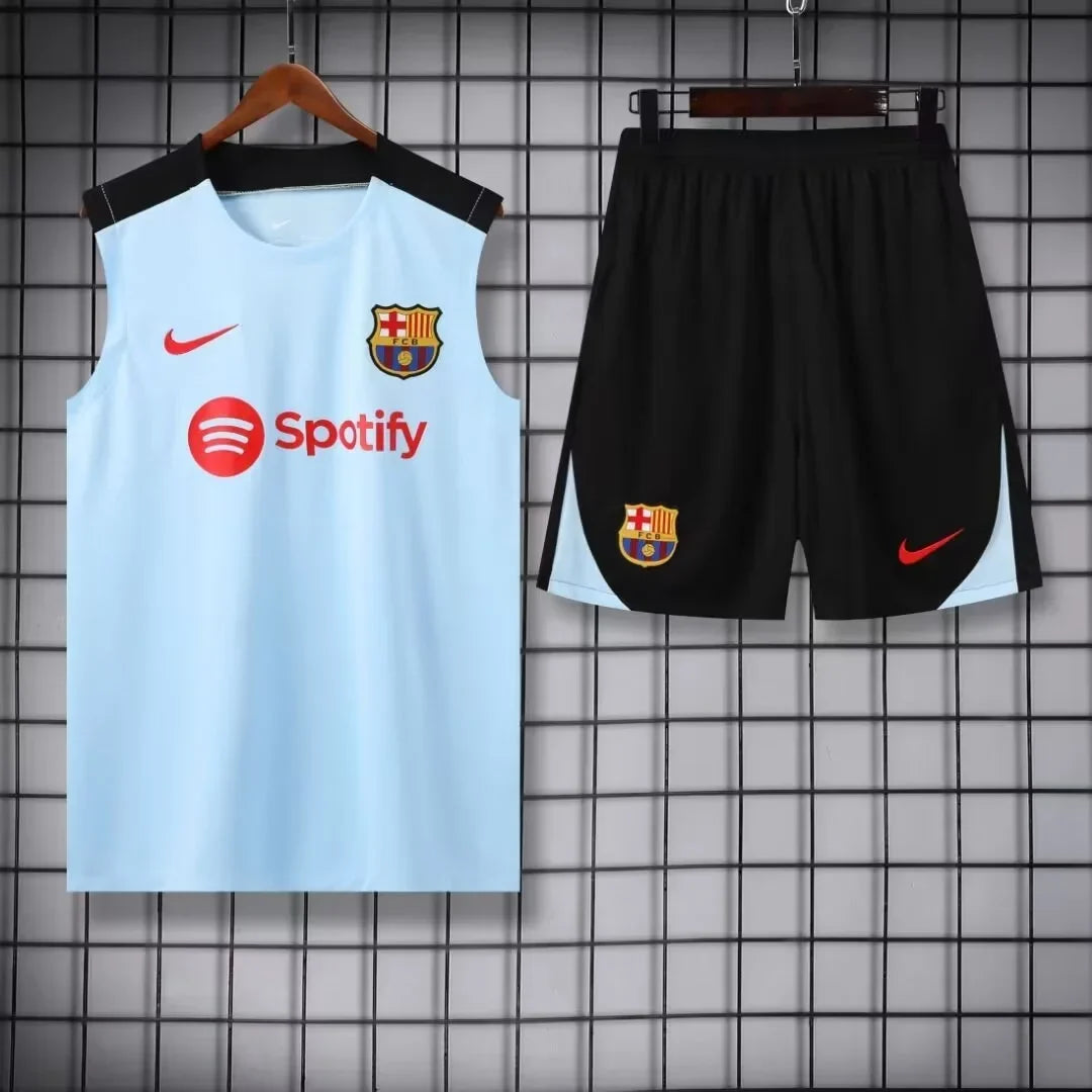 2024/2025 Barcelona Pre-match Training White Jersey + Shorts