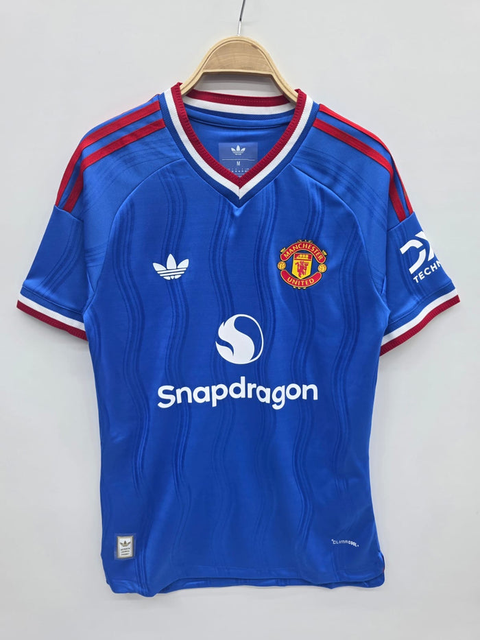 Manchester United Blue Retro Football Shirt
